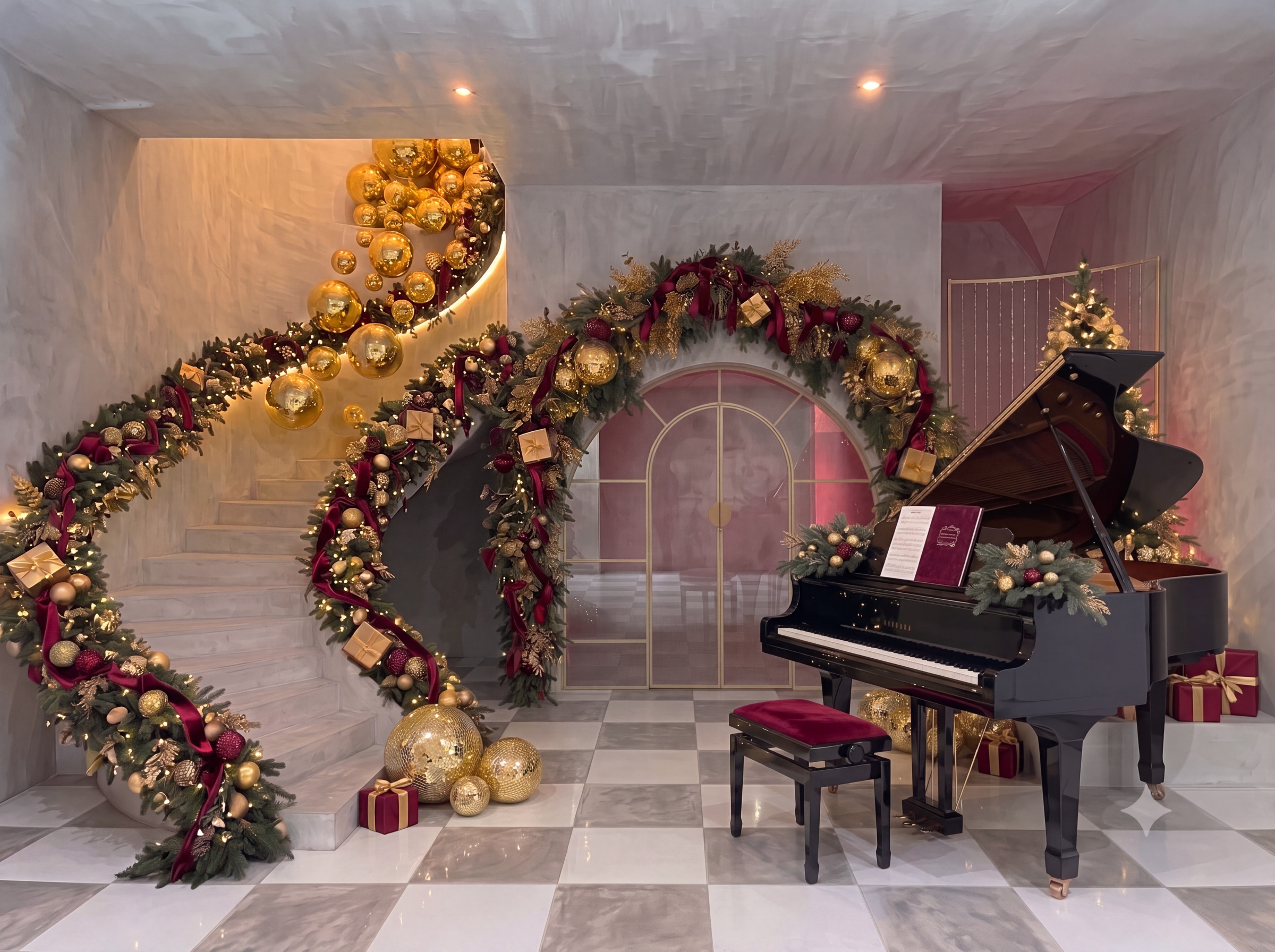 the golden arch of the Noël Set in Burgundy