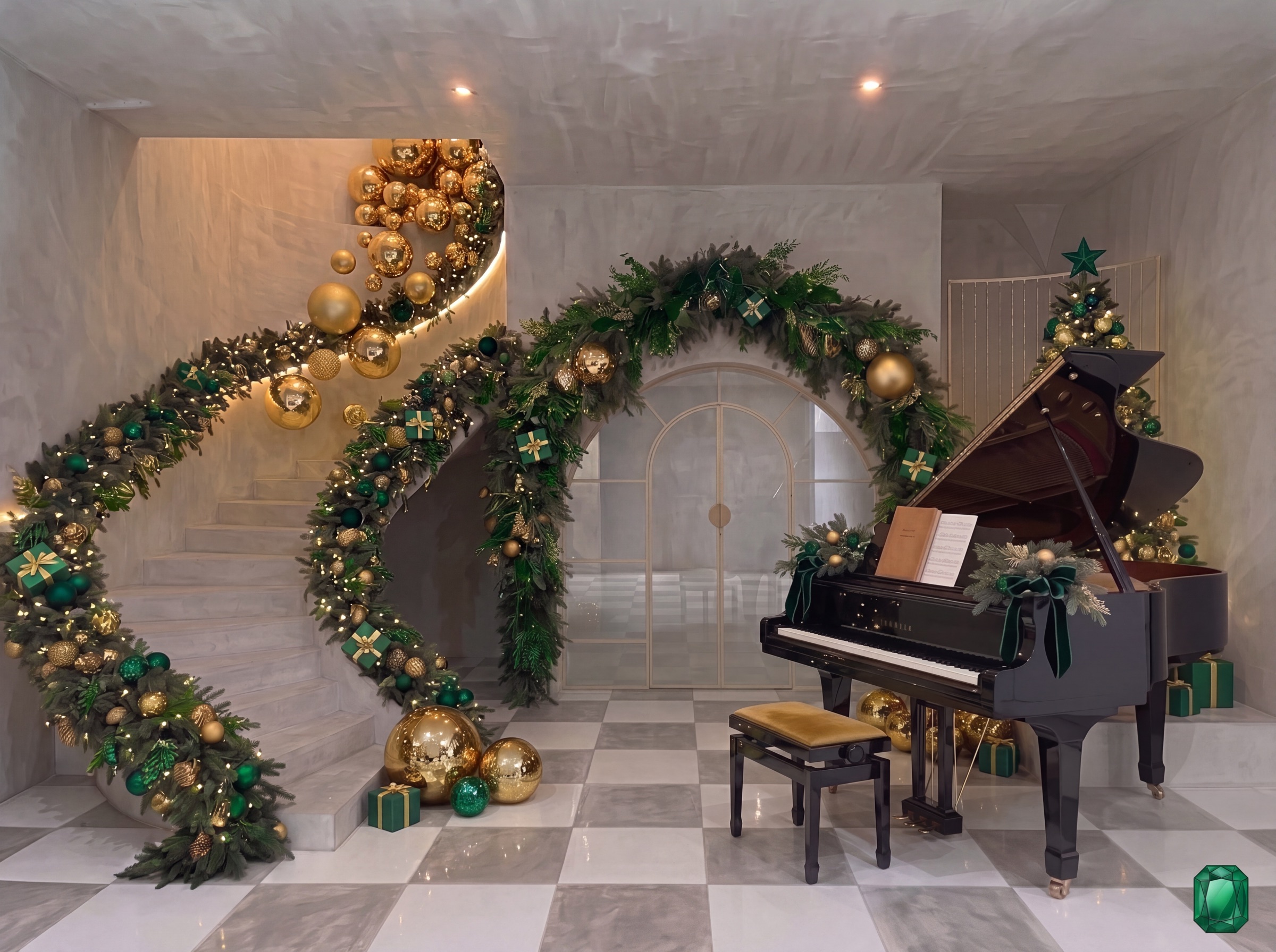 the grand piano of the Noël Set in Emerald
